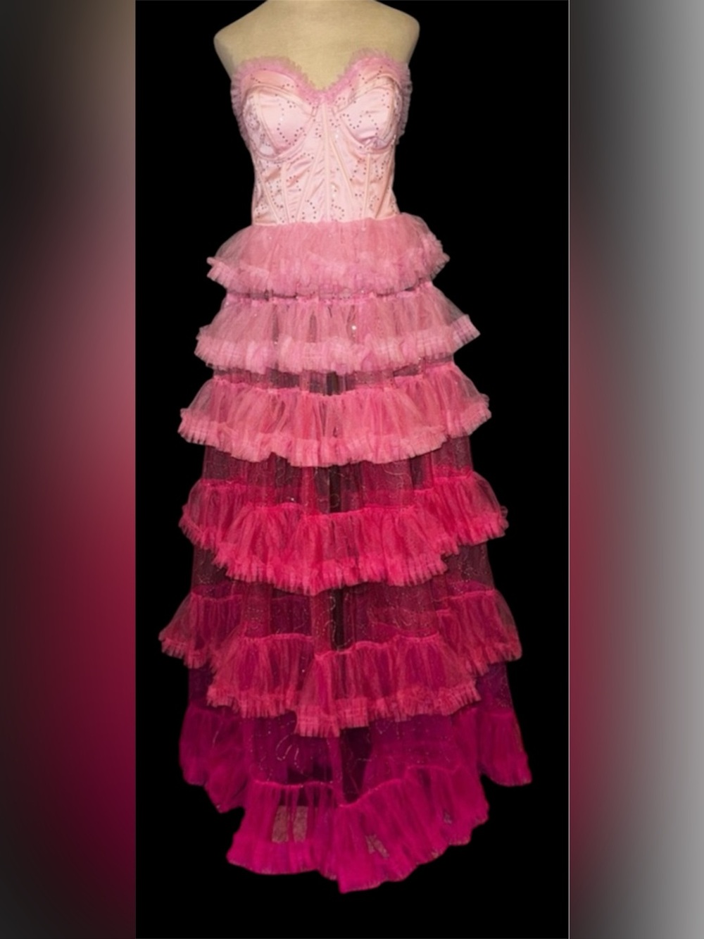 Dolls Kill unholy Ombre Pink Layered Tulle Maxi Skirt